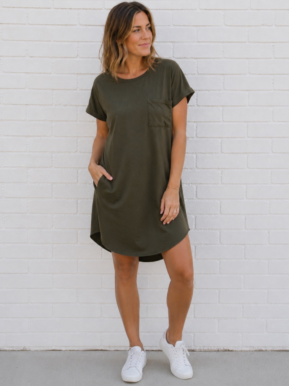 Zara Olive Green T-Shirt Mini Dress
